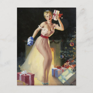 Postal Festiva Navidades traviesos Chica Pin Up