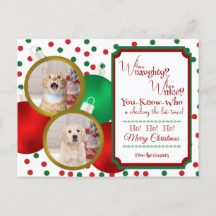Postal Festiva Navidades traviesos o bonitos Notecard