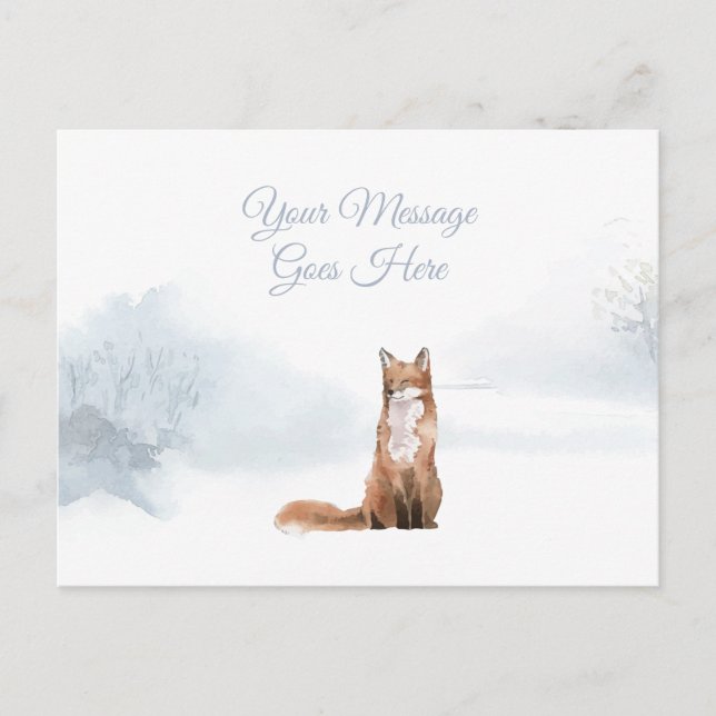 Postal Festiva Navidades Vacaciones invierno Fox Elegant Simple (Anverso)