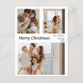 Postal Festiva Navidades vacaciones Script Centrado Tres Fotos