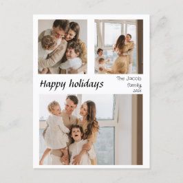 Postal Festiva Navidades vacaciones Script Centrado Tres Fotos