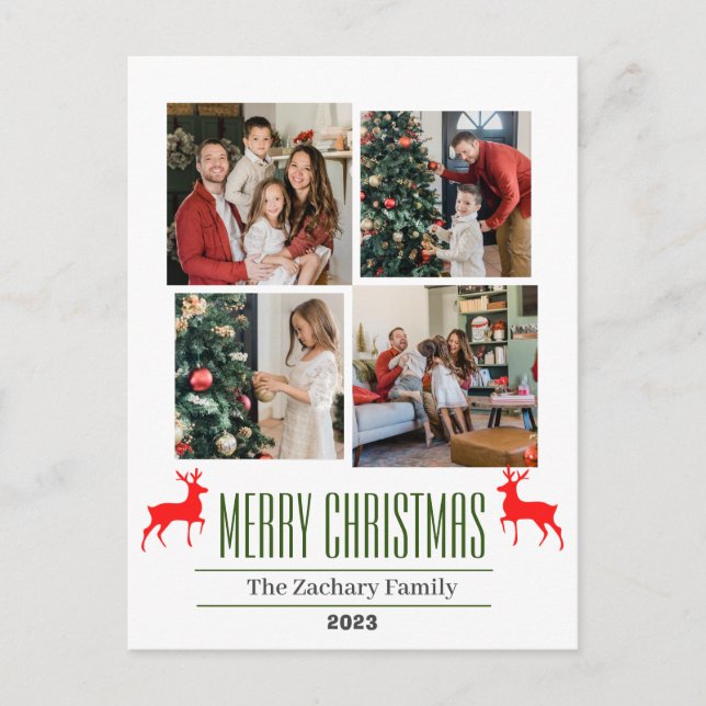 Postal Festiva Navidades vacaciones Script Collage de fotos de fa (Anverso)