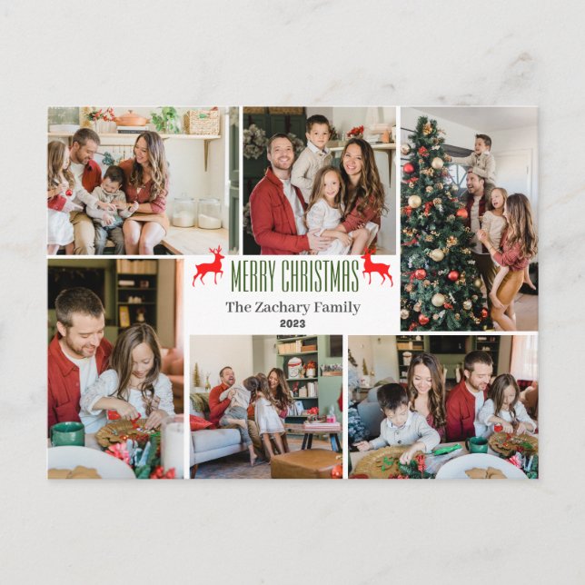 Postal Festiva Navidades vacaciones Script Collage de fotos de fa (Anverso)