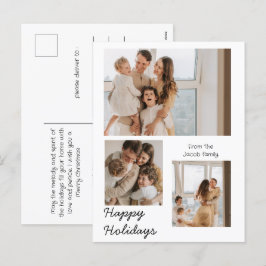 Postal Festiva Navidades vacaciones Tipografía moderna Tres fotos