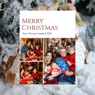 Postal Festiva Navidades vacaciones Tipografía moderna Tres fotos
