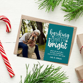 POSTAL FESTIVA NAVIDADES VERDE AZULADOS DE MASCOTAS BRILLANTES ES