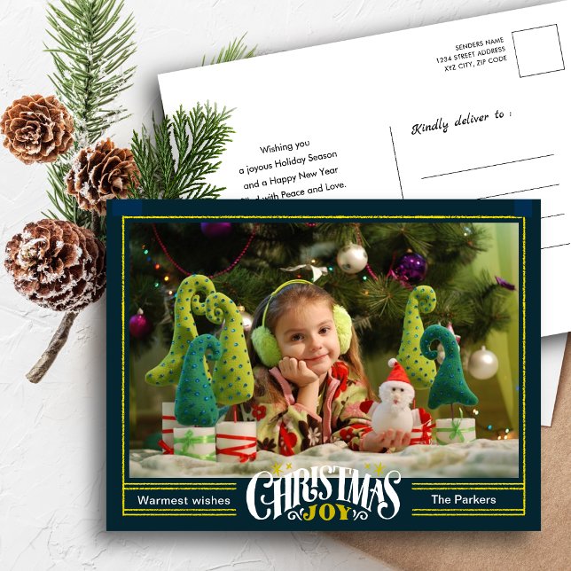 Postal Festiva Navidades verdes de edad moderna disfrutan de foto (Subido por el creador)