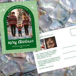 Postal Festiva Navidades verdes de Gingham Personalizado Arch 3 F