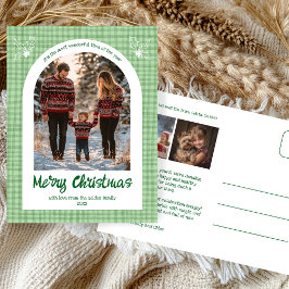 Postal Festiva Navidades verdes de Gingham Personalizado Arch 3 F
