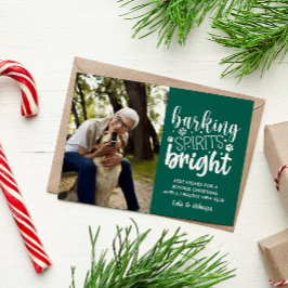 POSTAL FESTIVA NAVIDADES VERDES MASCOTAS BRILLANTES DEL ESPÍRITU 