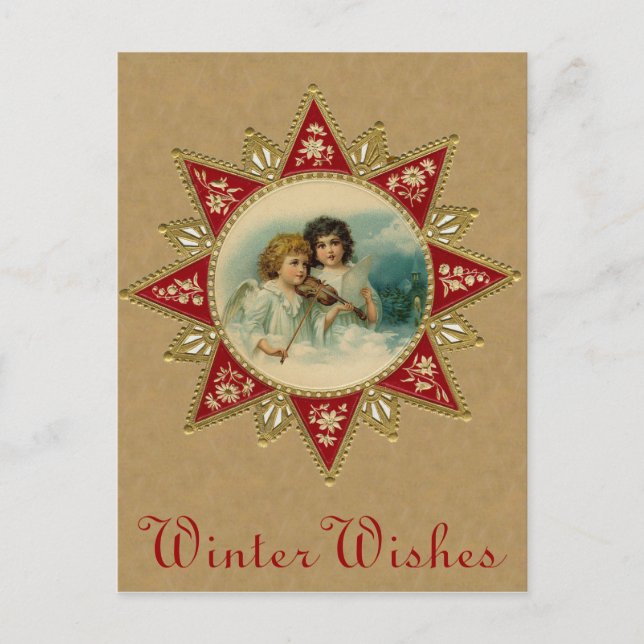 Postal Festiva Navidades victorianos Angels Postcard (Anverso)