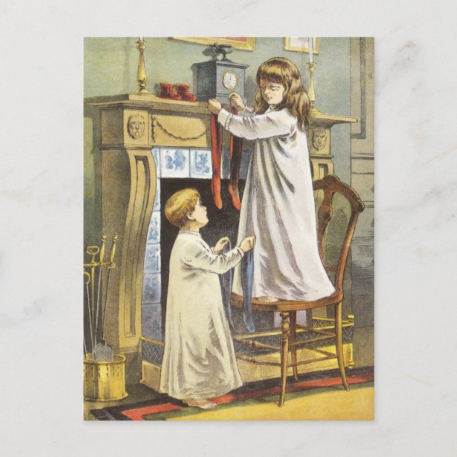 Postal Festiva Navidades victorianos, artículos de Navidades infa (Anverso)