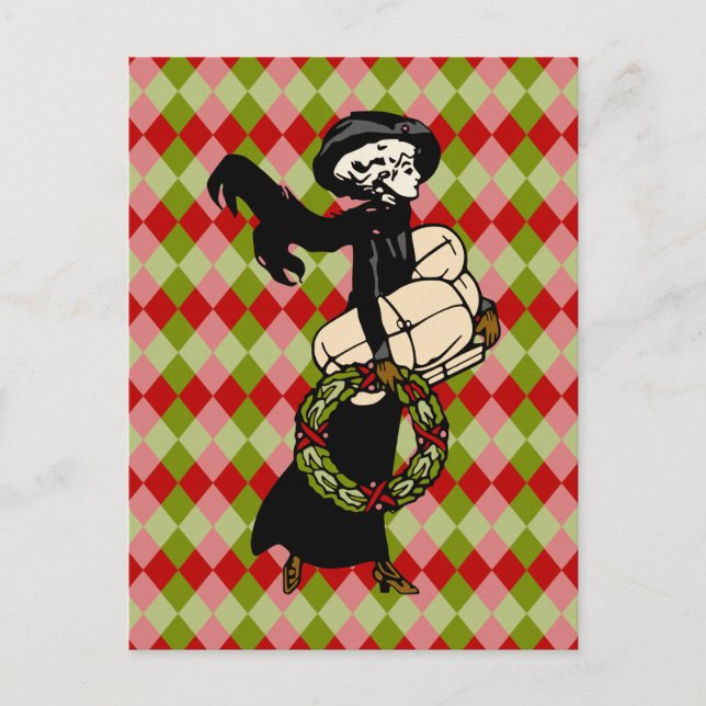 Postal Festiva Navidades victorianos de época compran papel (Anverso)