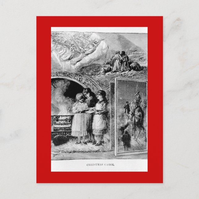 Postal Festiva Navidades victorianos de época Escena bíblica (Anverso)