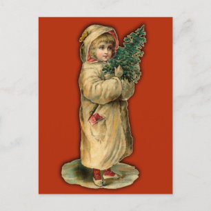 Postal Festiva Navidades victorianos entregan árbol a niños