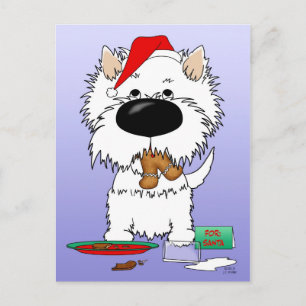Postal Festiva Navidades Westie Santa