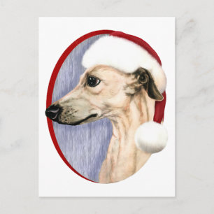 Postal Festiva Navidades Whippet Fawn Santa