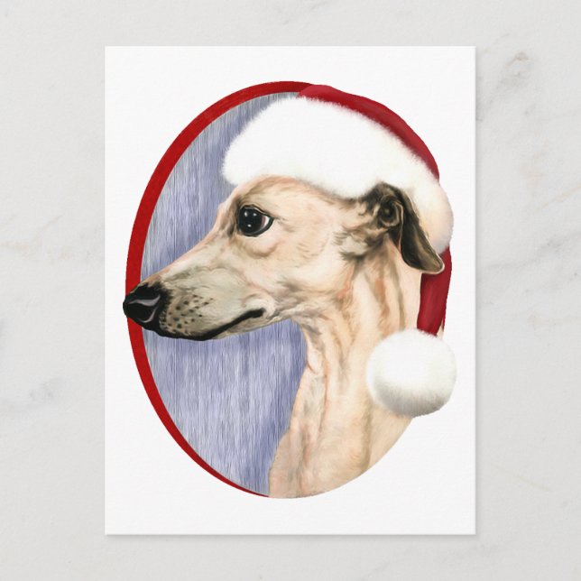 Postal Festiva Navidades Whippet Fawn Santa (Anverso)