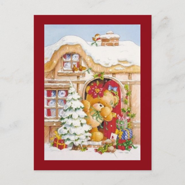 Postal Festiva Navidades Winter Teddy Bear (Anverso)