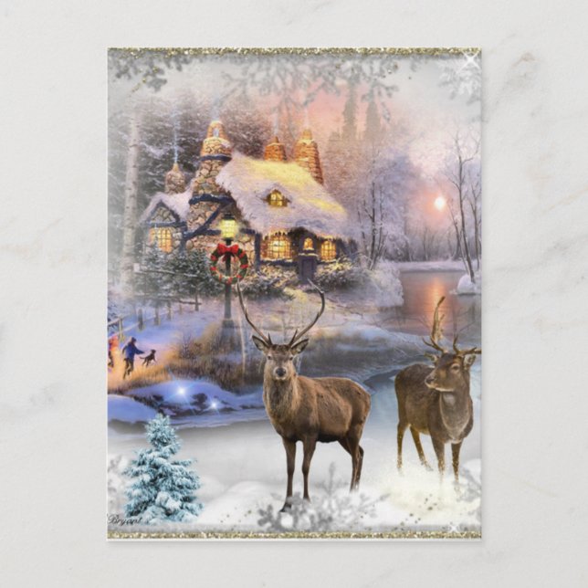 Postal Festiva Navidades Winter Wilderness Cottage (Anverso)