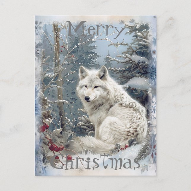 Postal Festiva Navidades Wolf Winter (Anverso)