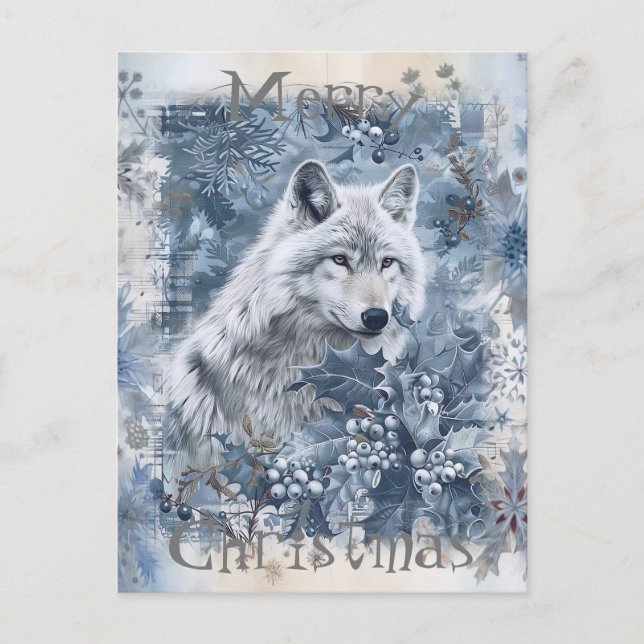 Postal Festiva Navidades Wolf Winter (Anverso)