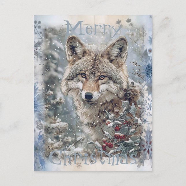 Postal Festiva Navidades Wolf Winter (Anverso)