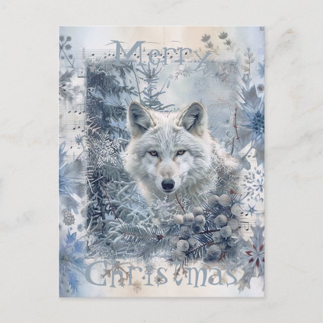 Postal Festiva Navidades Wolf Winter (Anverso)