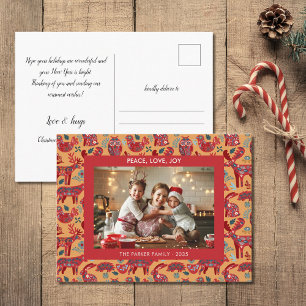 Postal Festiva Navidades Woodland Animals Folk Art