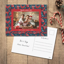 Postal Festiva Navidades Woodland Animals Folk Art