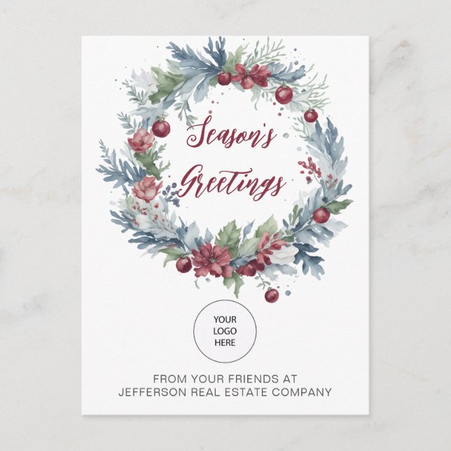 Postal Festiva Navidades Wreath Company Logo Business (Anverso)