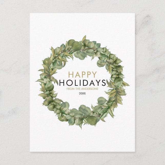 Postal Festiva Navidades Wreath elegantes y modernos de la vegeta (Anverso)