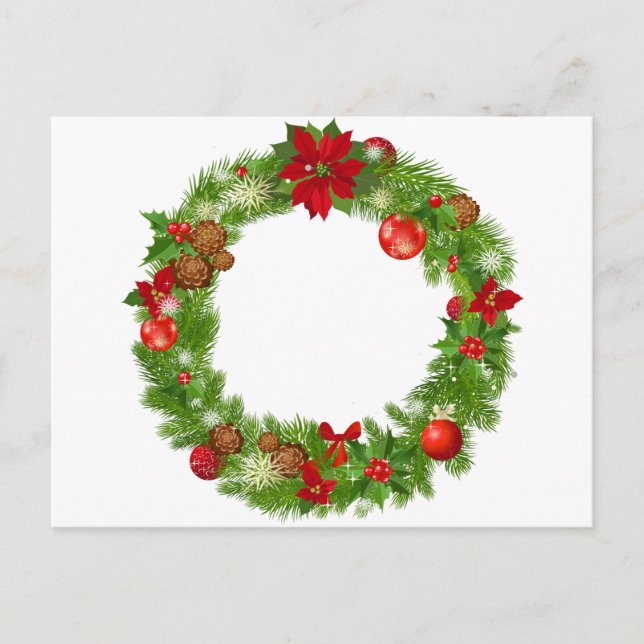 Postal Festiva Navidades Wreath Postcard (Anverso)