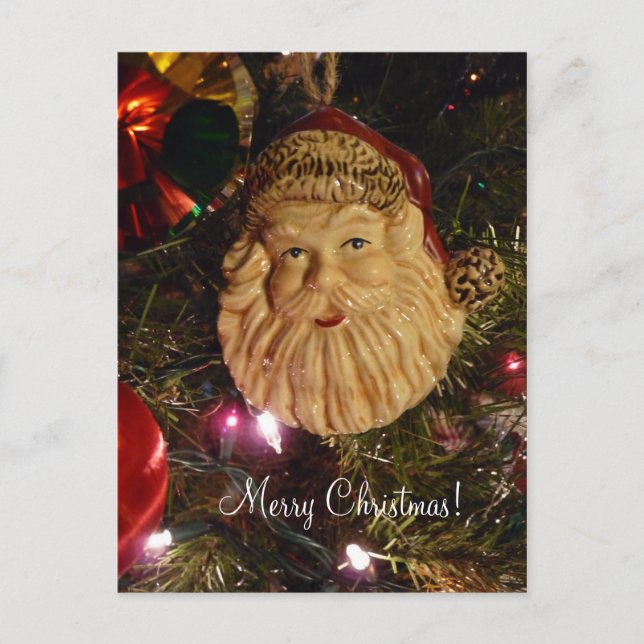 Postal Festiva Navidades / Yule Decorations Santa Post Card (Anverso)