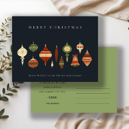 POSTAL FESTIVA NAVY PASTEL RED GREEN STAR CHIRSTMAS ORNAMENTS