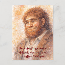 Postal Festiva Neanderthal Portrait Watercolor Funny Postcard