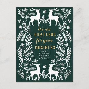 Postal Festiva Negocio de renos nórdicos escandinavos verdes 