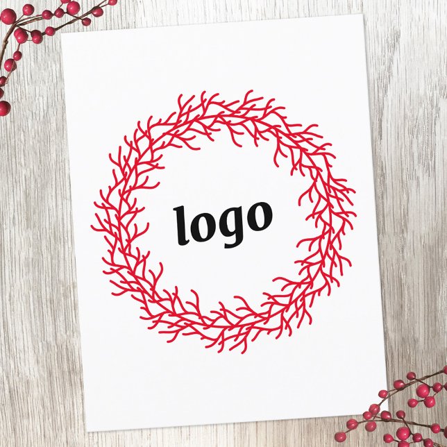 Postal Festiva Negocio del logotipo de la guerra roja (Logo wreath business promotional holiday postcard)