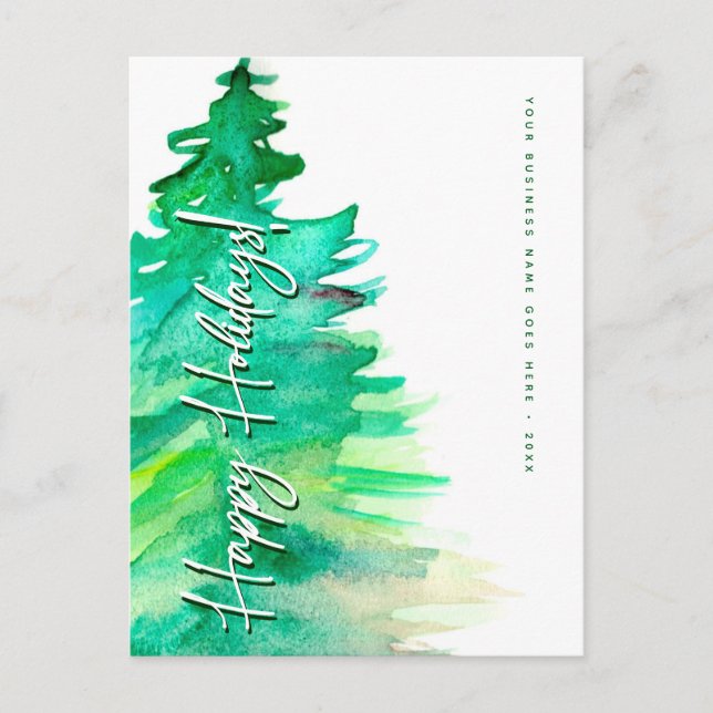 Postal Festiva Negocios Gracias Navidades Pine Happy Holidays (Anverso)