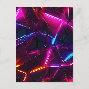 Postal Festiva Neón Geométrico Abstracto Futurista Cyberpunk