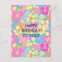 Neon Retro Floral Pink Cumpleaños
