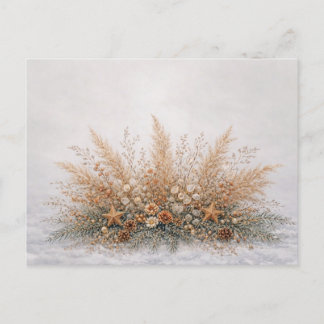 Postal Festiva Neutral Boho Christmas Botanical Pampas Arrangemen