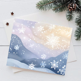 Postal Festiva Nevada de Pastel Colinas de Invierno | Acuarela Bo