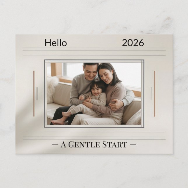 Postal Festiva New Year Family Photo Card (Anverso)
