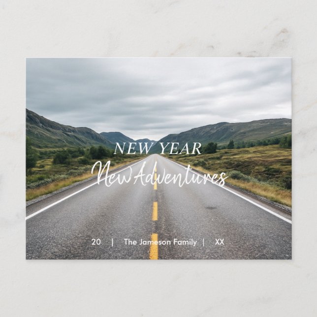 Postal Festiva New Year New Adventures | Photo Holiday Postcard (Anverso)