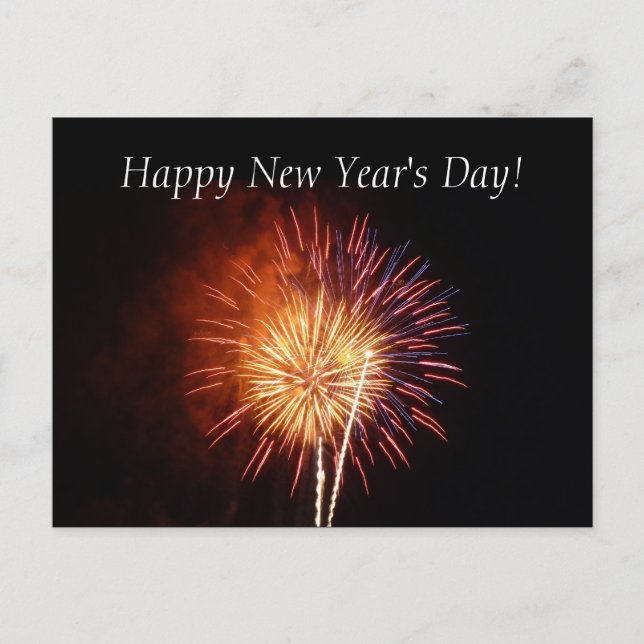 Postal Festiva New Year's Day Fireworks Postcard (Anverso)