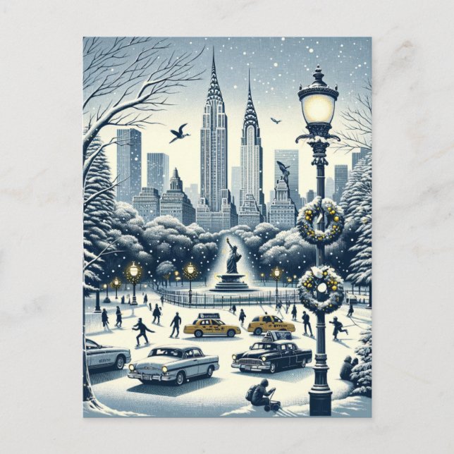 Postal Festiva New York Holiday Elegance - Navidades Personalizab (Anverso)