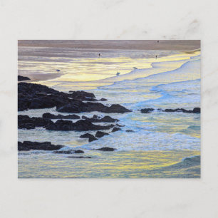 Postal Festiva Newquay Beach Sunset