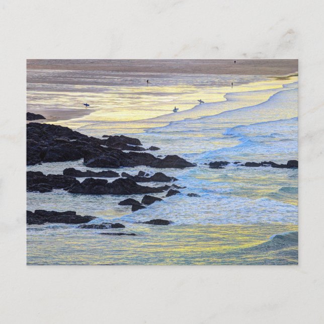 Postal Festiva Newquay Beach Sunset (Anverso)