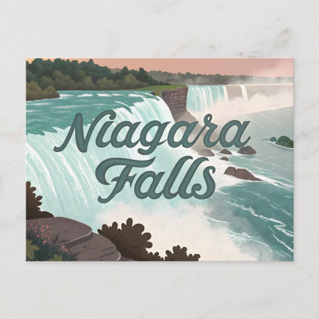 Postal Festiva Niagara Falls Vintage Textured Illustration (Anverso)